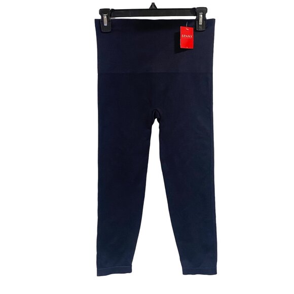 SPANX Cropped Lamn Seamless Leggings Port Navy Blue Size XL NWT - Picture 1 of 7
